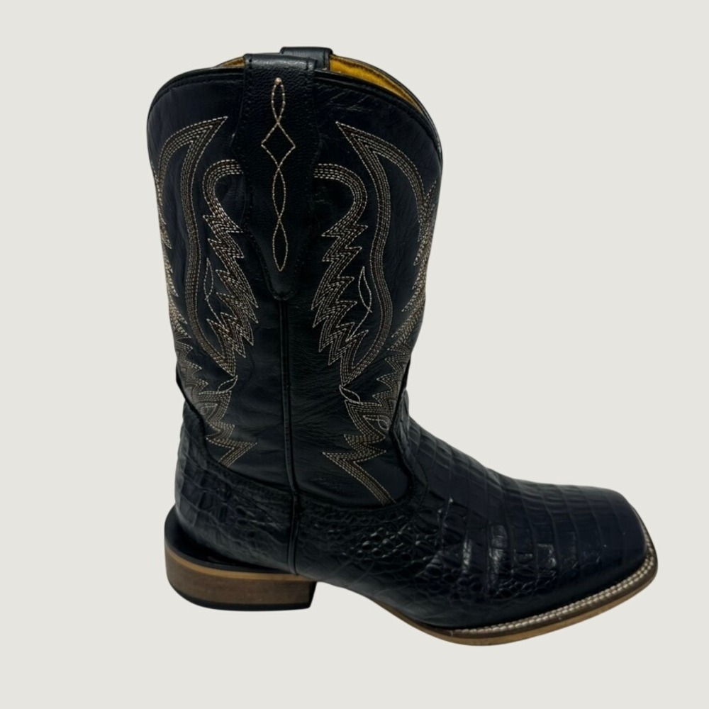 Cavenders Youth Boys Cowboy Boots 6D Black Crocodile Print Leather CV20140Y - Picture 3 of 15